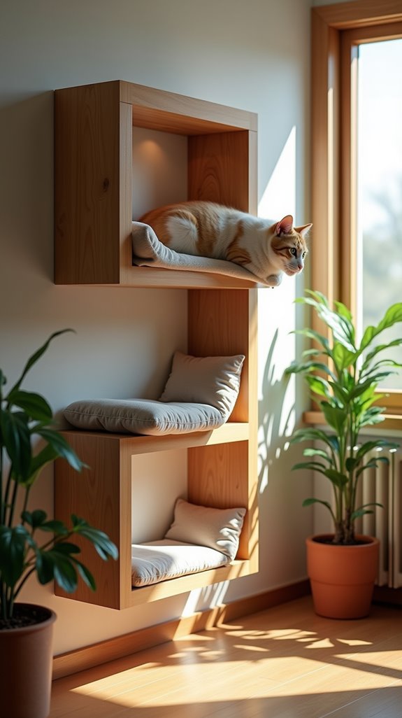 stylish wall mounted cat perch