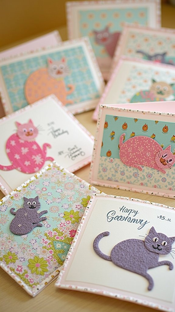 upcycled cat fabric cards