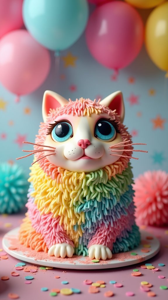 vibrant rainbow cat decorations