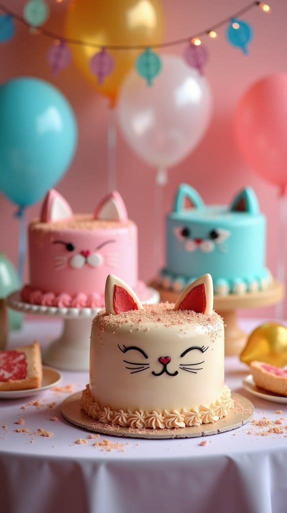 whimsical cartoon cat cakes
