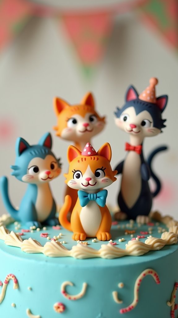 whimsical cartoon cat family