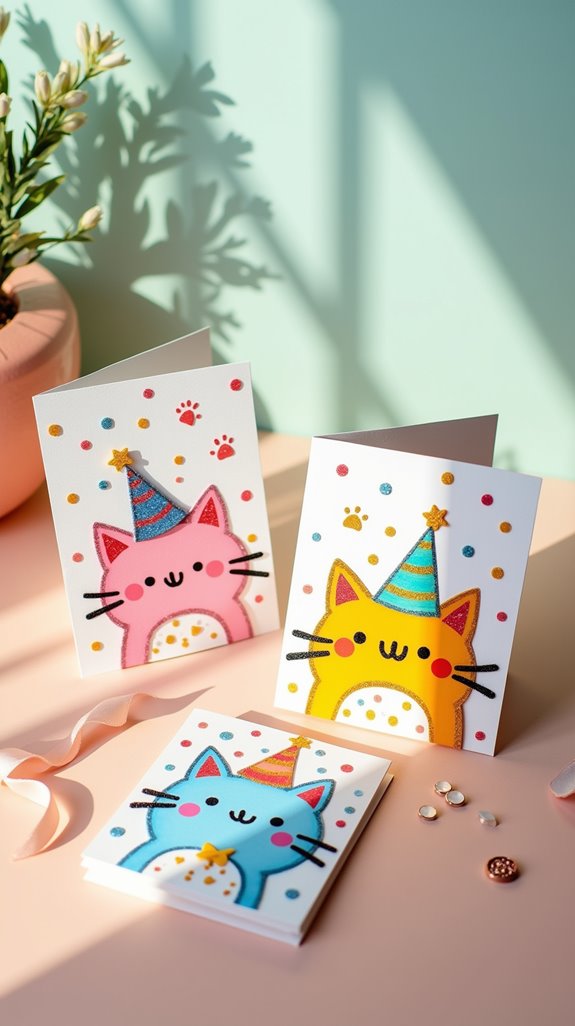 whimsical cat birthday cards