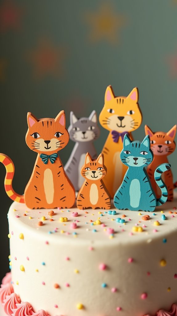 whimsical cat cake toppers