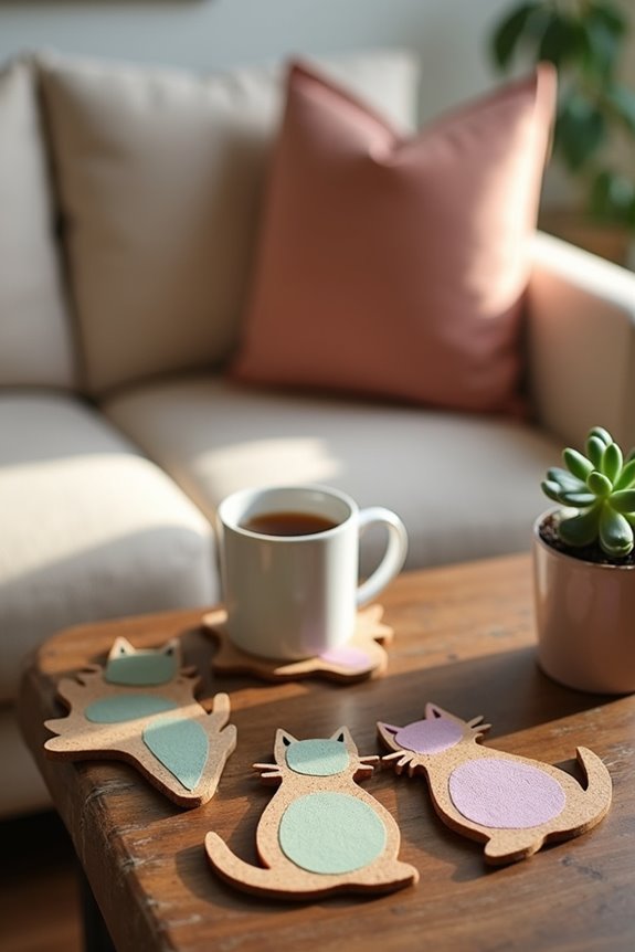 whimsical customizable cat coasters