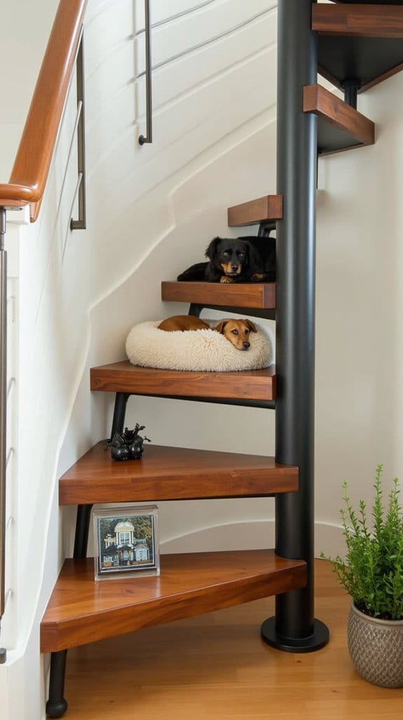 cozy staircase dog retreat