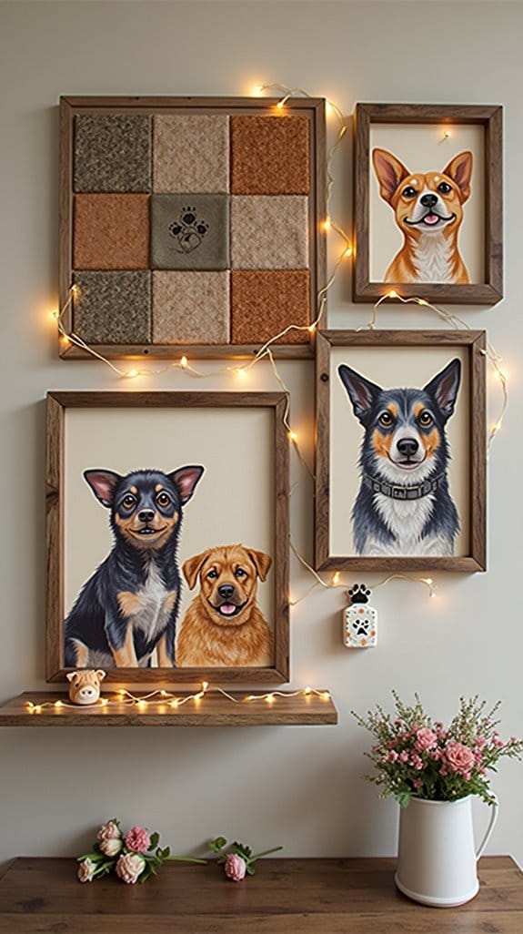 dog themed memory wall collage