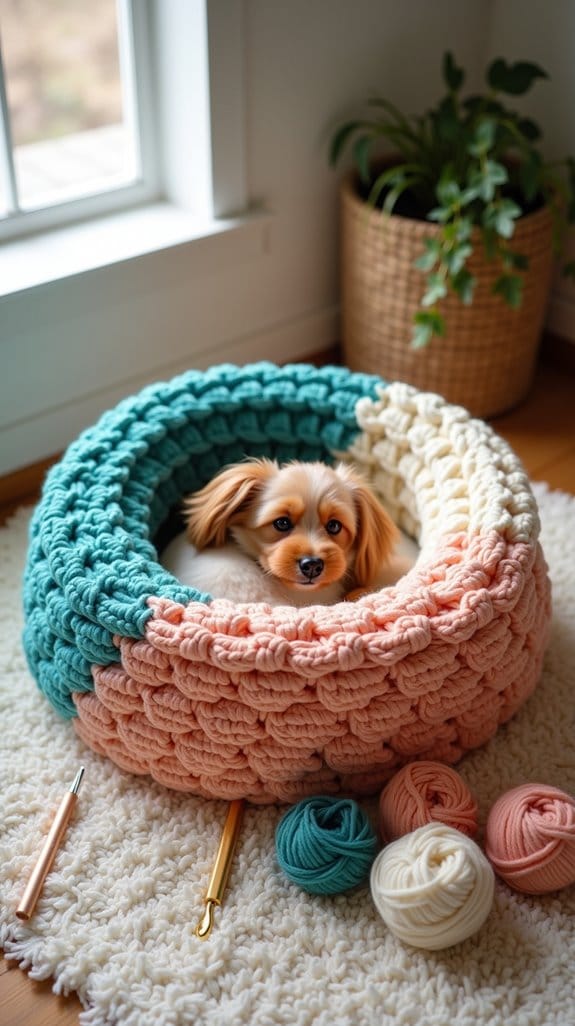 elevated crochet dog bed
