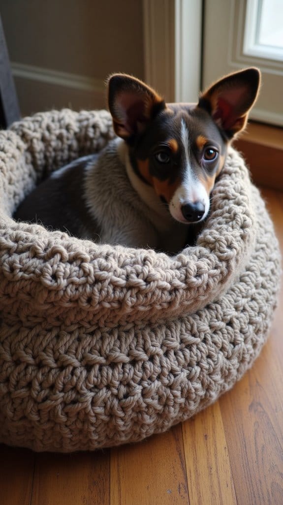 felted wool crochet dog bed
