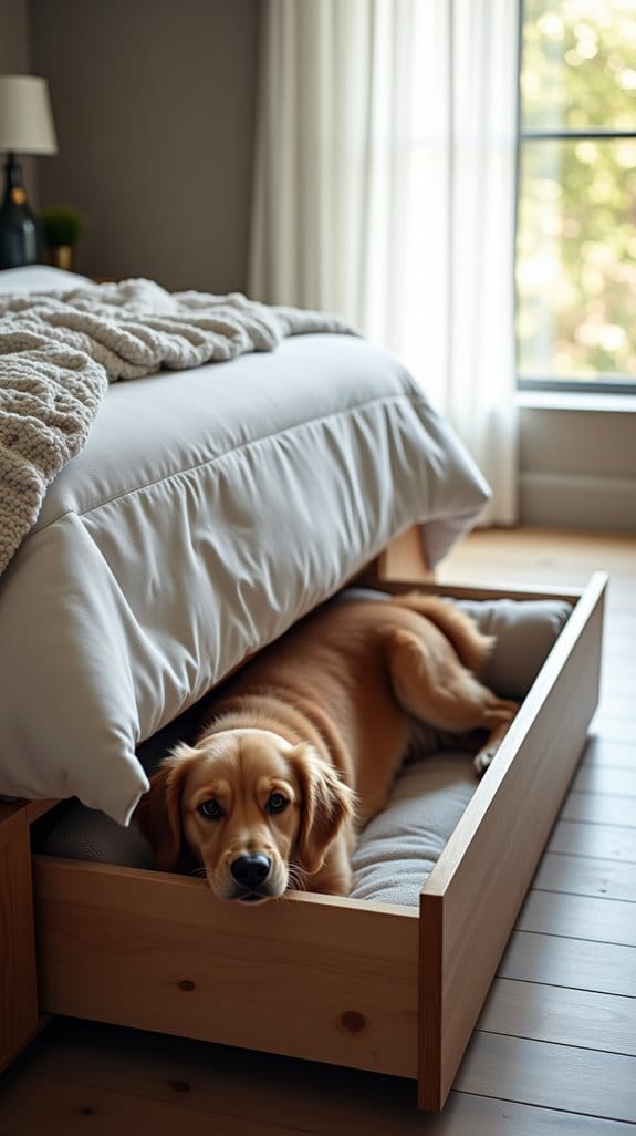 hidden dog bed design