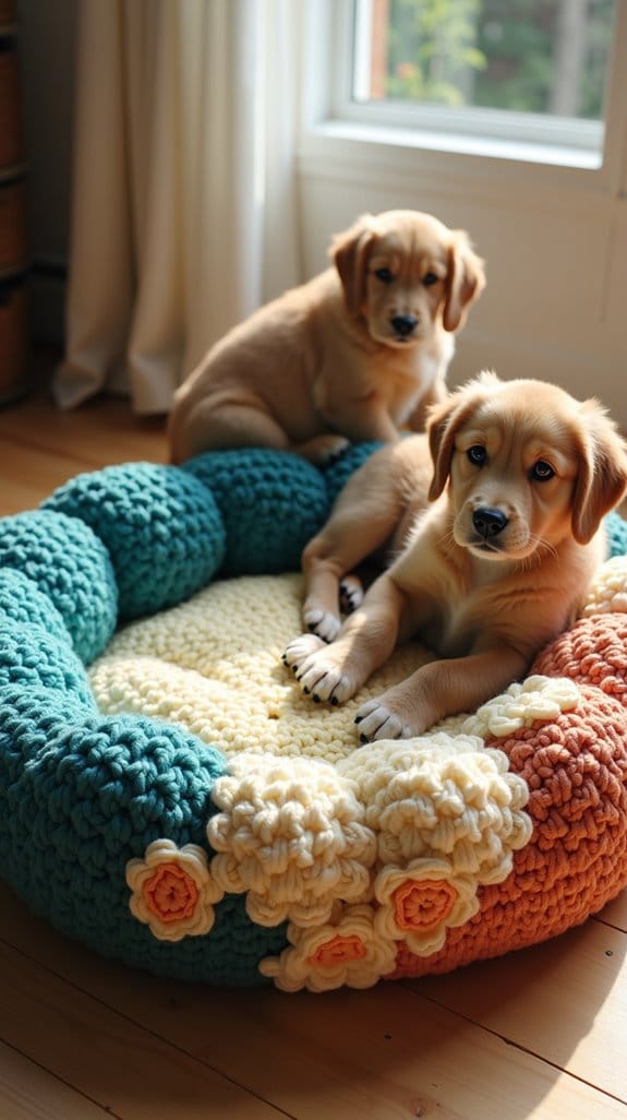 reversible crochet dog bed