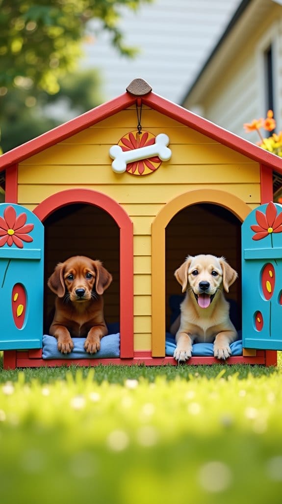 themed double dog houses