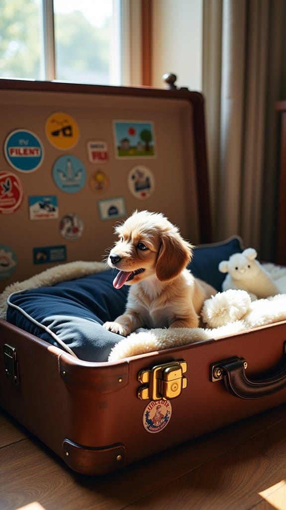 vintage suitcase dog bed